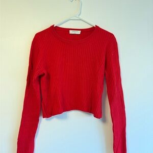 Aritzia Babaton Red Long Sleeve Cropped Sweater